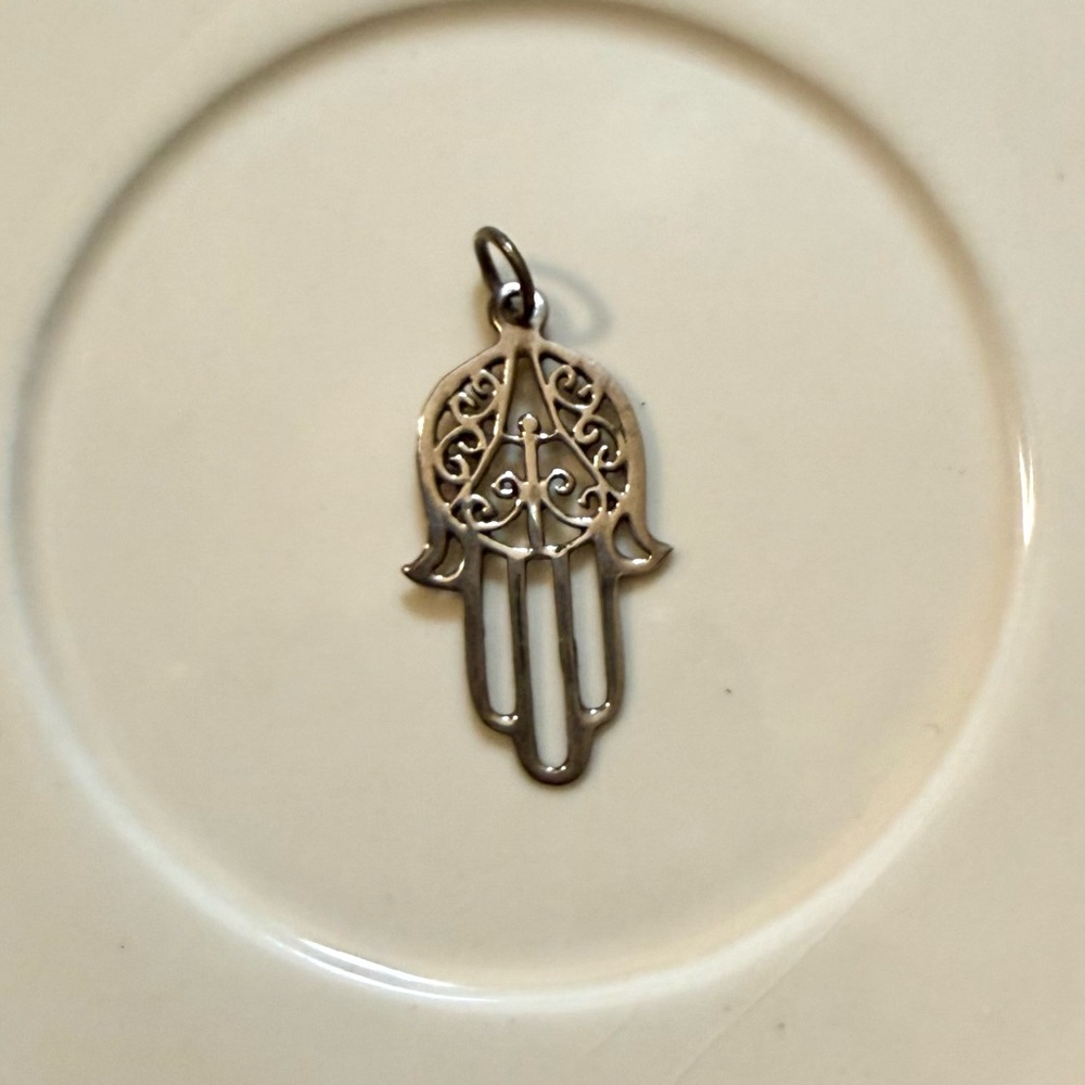 Silver Hamsa Hand Pendant Charm